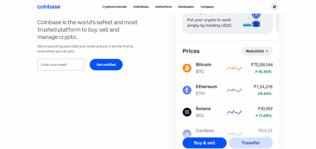 Coinbase (Most Secure)