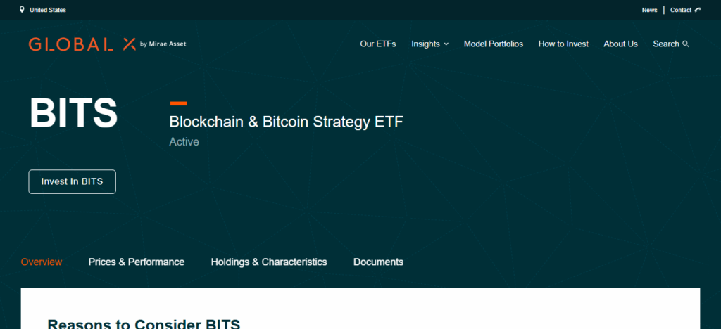 Global X Blockchain & Bitcoin Strategy ETF (BITS)