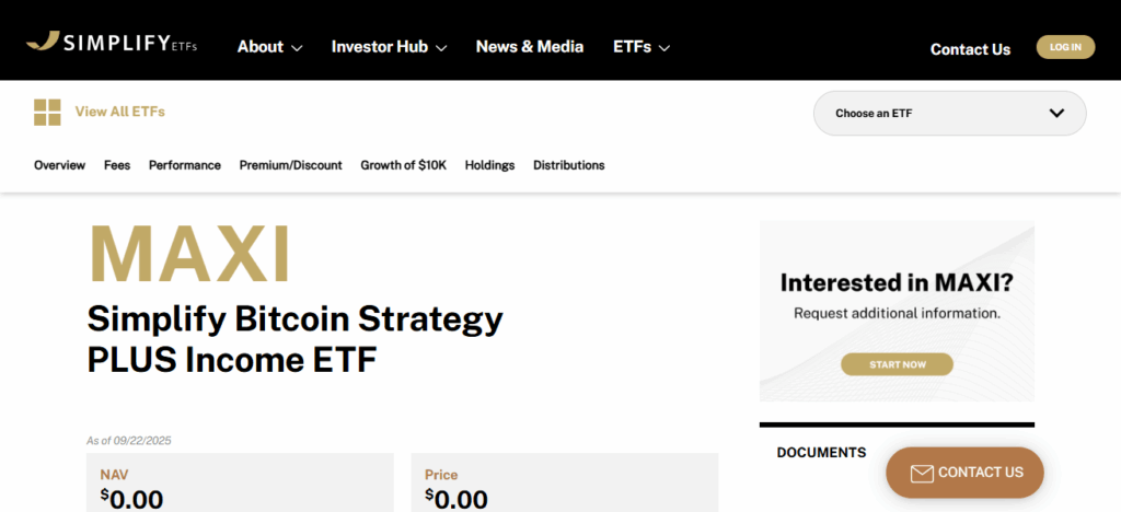 Simplify Bitcoin Strategy PLUS Income ETF (MAXI)