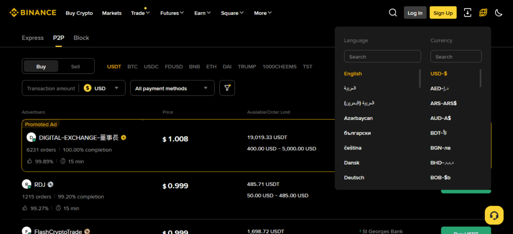 10. Binance (via P2P)