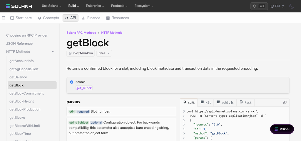 GetBlock Solana API
